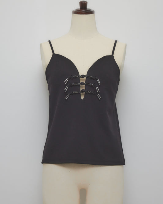 Metal china button camisole Black【Delivery in March 2027】