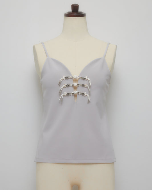 Metal china button camisole Greige【Delivery in March 2027】