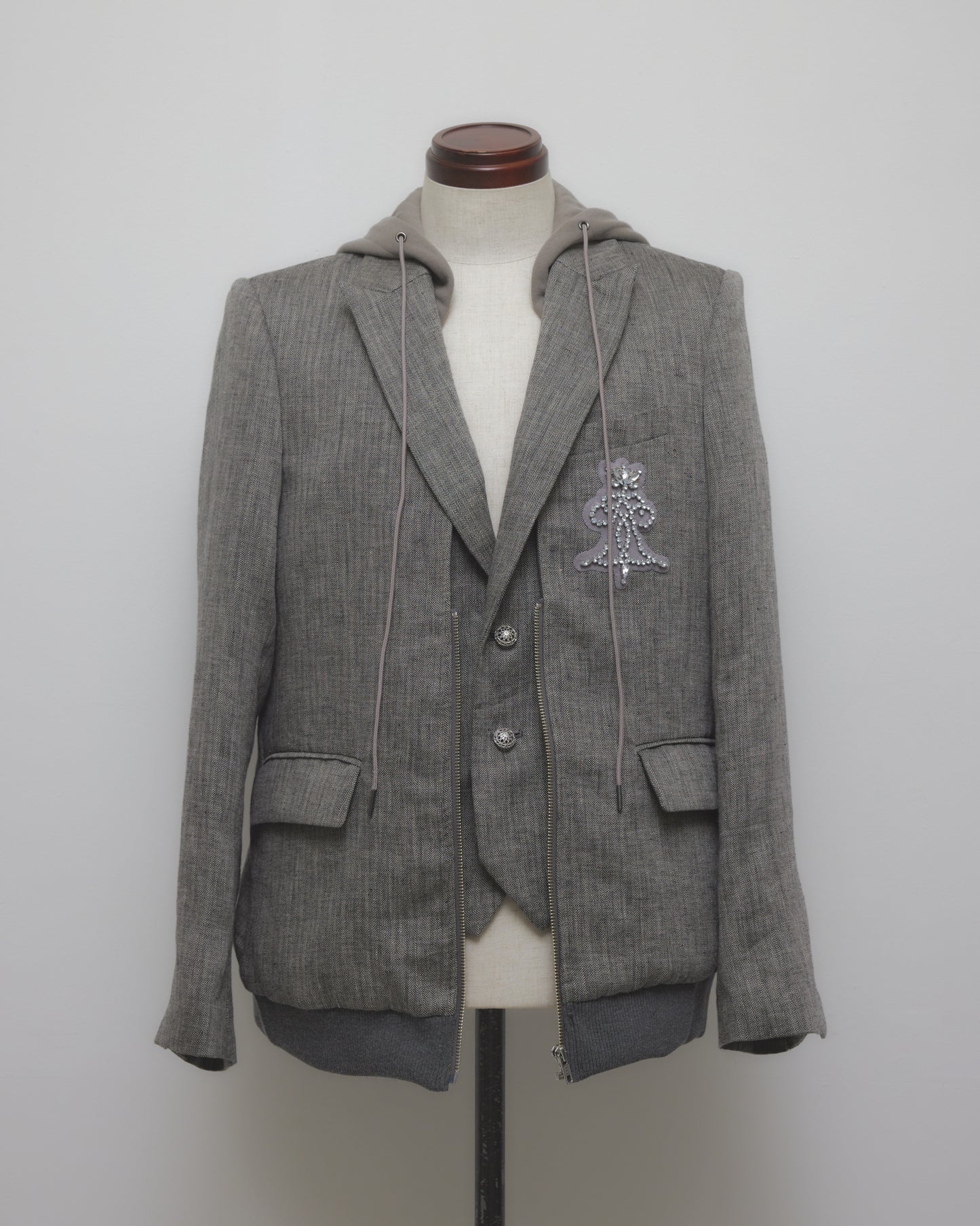 Double layer emblem jacket Gray【Delivery in January 2027】