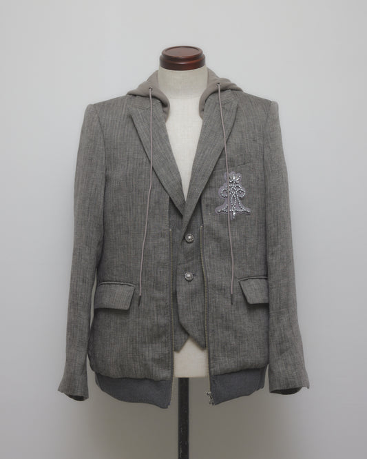 Double layer emblem jacket Gray【Delivery in January 2027】