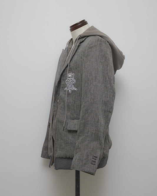 Double layer emblem jacket Gray【Delivery in January 2027】