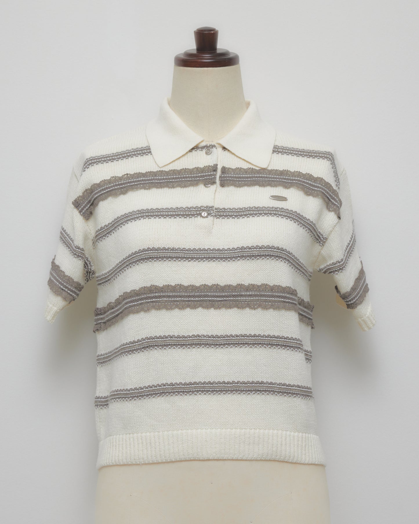 Lace border knit polo shirt Off white【Delivery in January 2027】