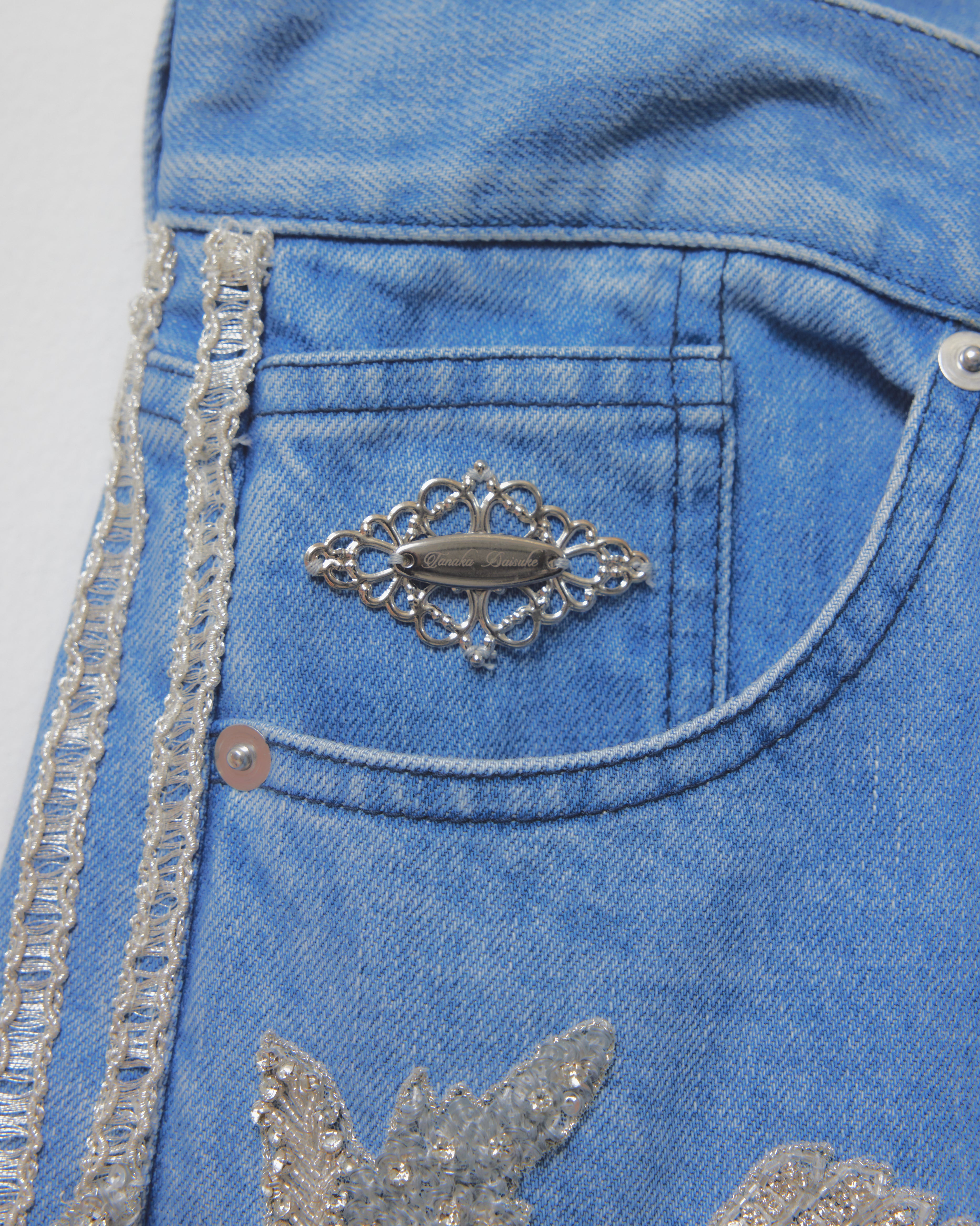 tanakadaisuke(タナカダイスケ)|パンツ|Botanical bijou denim pants Blue
