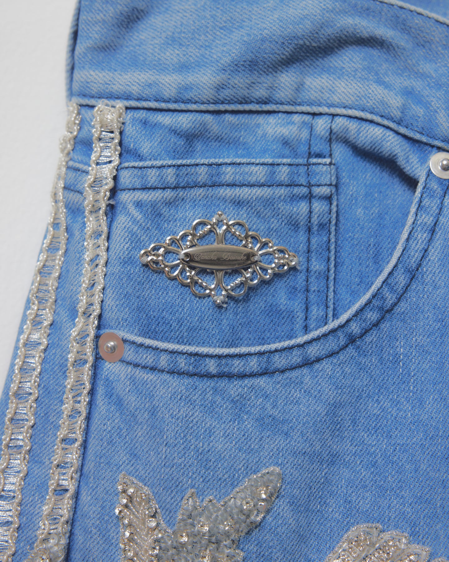 Botanical bijou denim pants Blue【Delivery in March 2027】