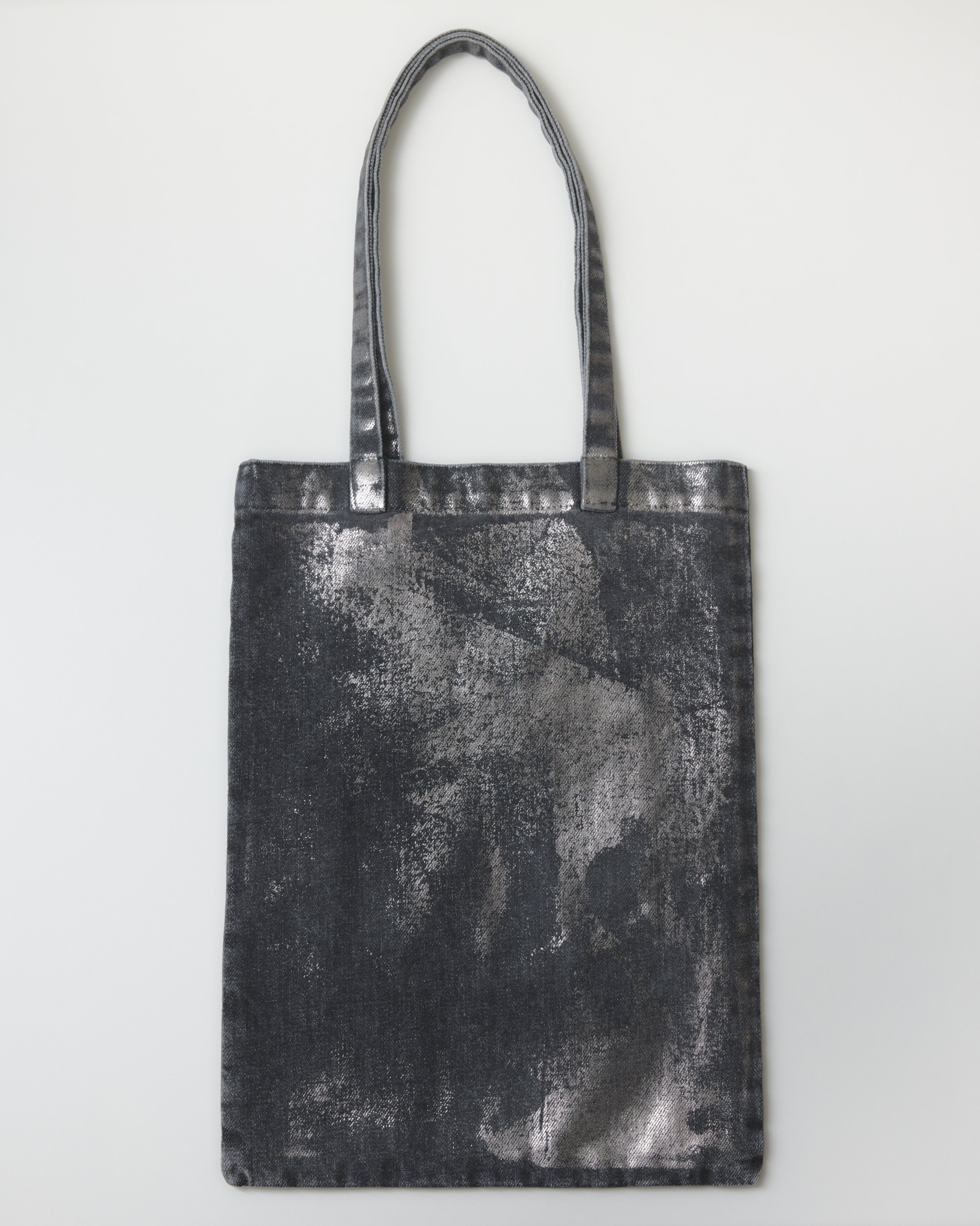 tanakadaisuke(タナカダイスケ)|バッグ|silver foil denim tote bag Black