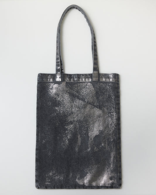 silver foil denim tote bag Black【Delivery in March 2027】