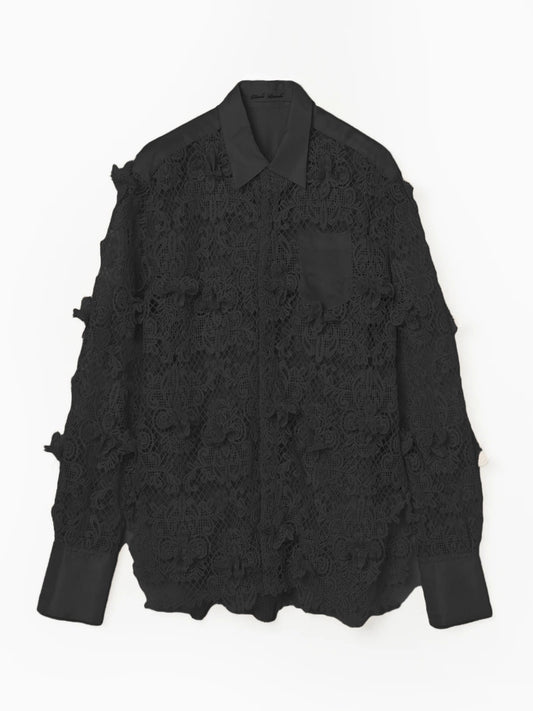 orchid lace shirt Black【Delivery in July 2024】