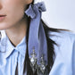 【STUDIOUS Special item】crystal silver tip velvet long ribbon Lavender gray 【Delivery in January 2025】