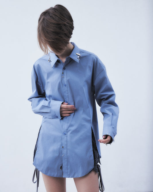 body piercing shirt Blue【Delivery in July 2026】