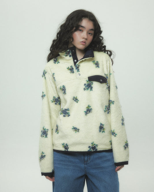 petit floral pattern boa pullover Cream【Delivery in September 2026】