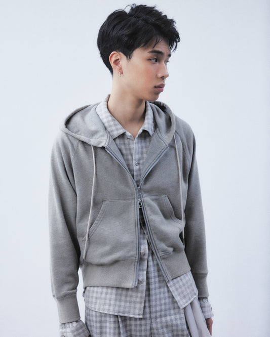 LOVE embroidery layered zip hoodie【Delivery in August 2026】