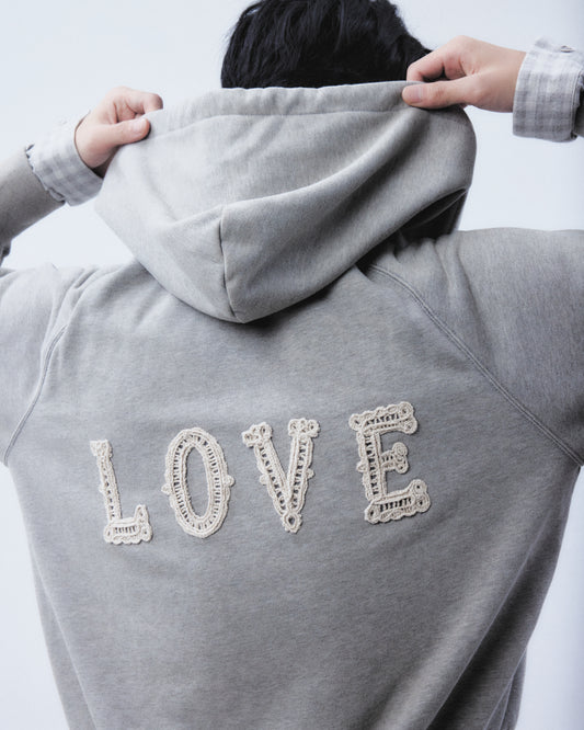 LOVE embroidery layered zip hoodie【Delivery in August 2026】