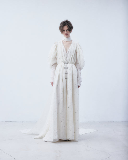 dot bijou linen drape dress【Delivery in August 2026】