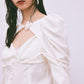 layered bra puff sleeve blouse White【Delivery in February 2025】