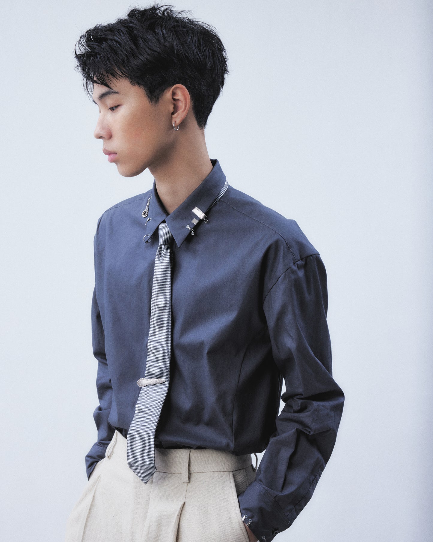 body piercing shirt Gray【Delivery in July 2026】
