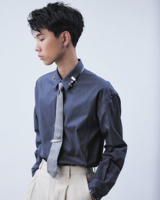 body piercing shirt Gray【Delivery in July 2026】