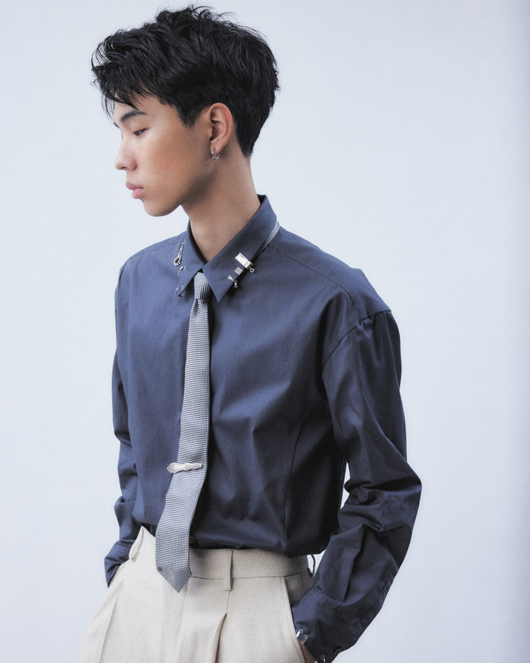 body piercing shirt Gray【Stock】