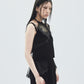flower lace black velour camisole tops【Delivery in November 2025】