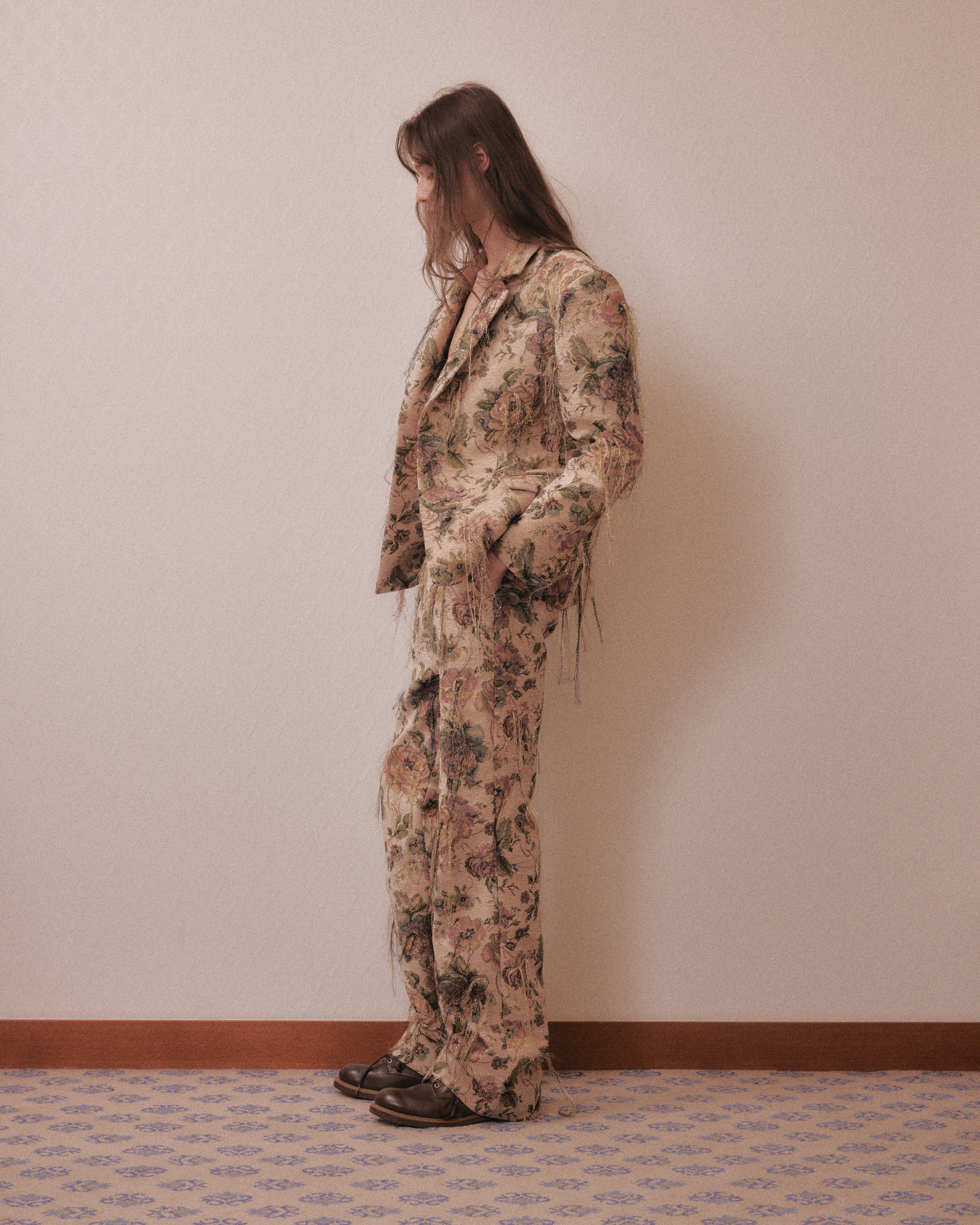tanakadaisuke(タナカダイスケ)|ジャケット|Frolal jacquard fringe