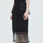 flower lace black velour skirt【Delivery in November 2025】