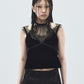 flower lace black velour camisole tops【Delivery in November 2025】