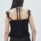 flower lace black velour camisole tops【Delivery in November 2025】
