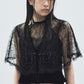 flower lace velvet ribbon cape Black【Delivery in November 2025】