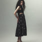 cherry embroidery long skirt Black【Delivery in September 2026】