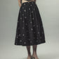 cherry embroidery long skirt Black【Delivery in September 2026】