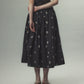 cherry embroidery long skirt Black【Delivery in September 2026】