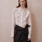 lace argyle bijou shirt white【Delivery in February 2027】