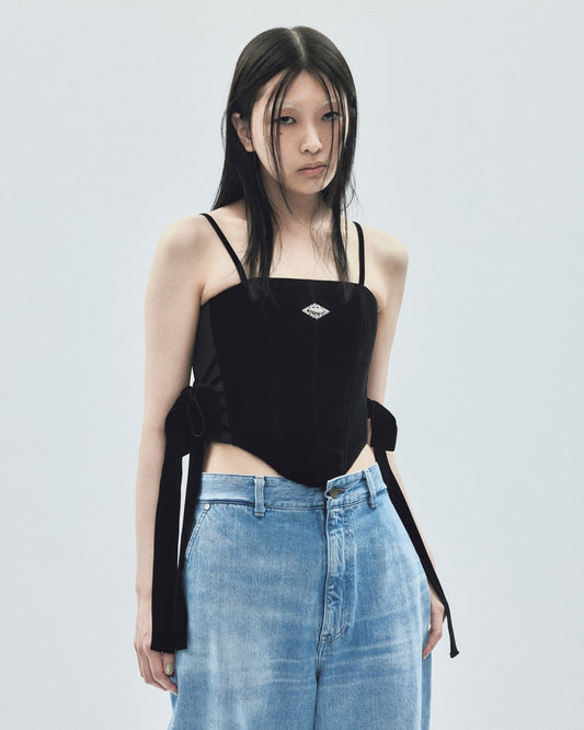 side ribbon velvet corset【Delivery in November 2025】