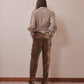 Leather patch panne velvet trousers mustard【Delivery in January 2027】