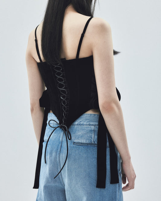 side ribbon velvet corset【Delivery in November 2025】
