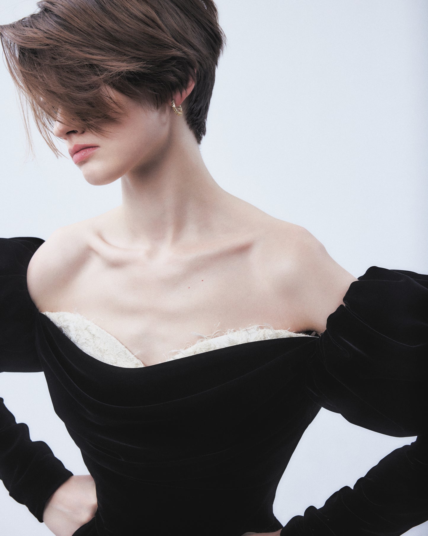 power shoulder drape dress【Delivery in September 2026】