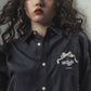 cherry tape ribbon long sleeve shirt Blue【Delivery in September 2026】