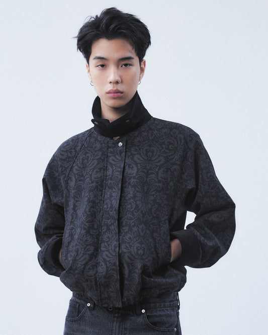 ornament print corduroy collar jacket【Delivery in August 2026】