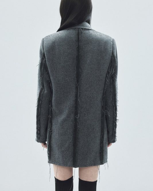 seam frayed melton coat Gray【Delivery in November 2025】