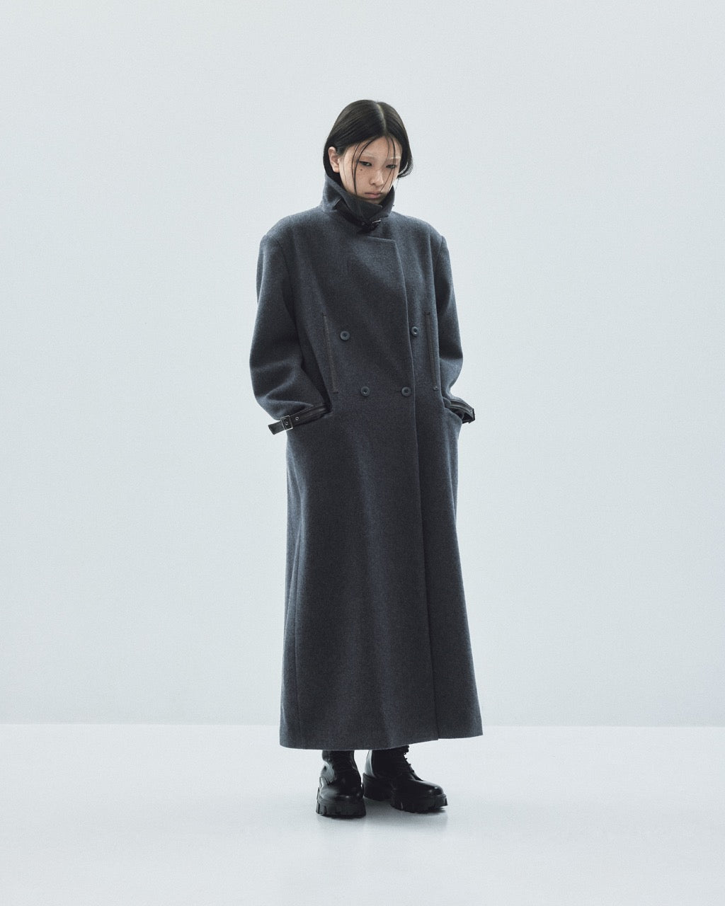 タナカダイスケ|lace up soutien collar coat Gray – tanakadaisuke