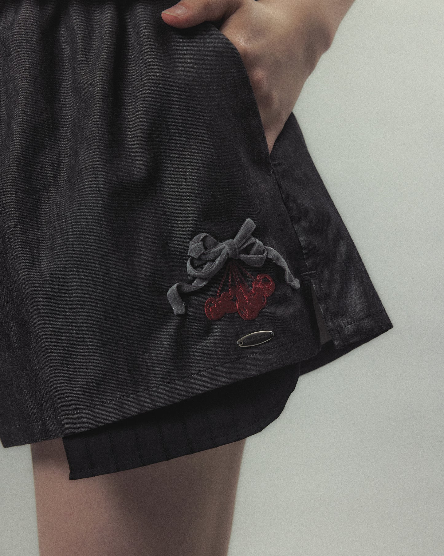 cherry tape ribbon half pants Blue【Delivery in September 2026】