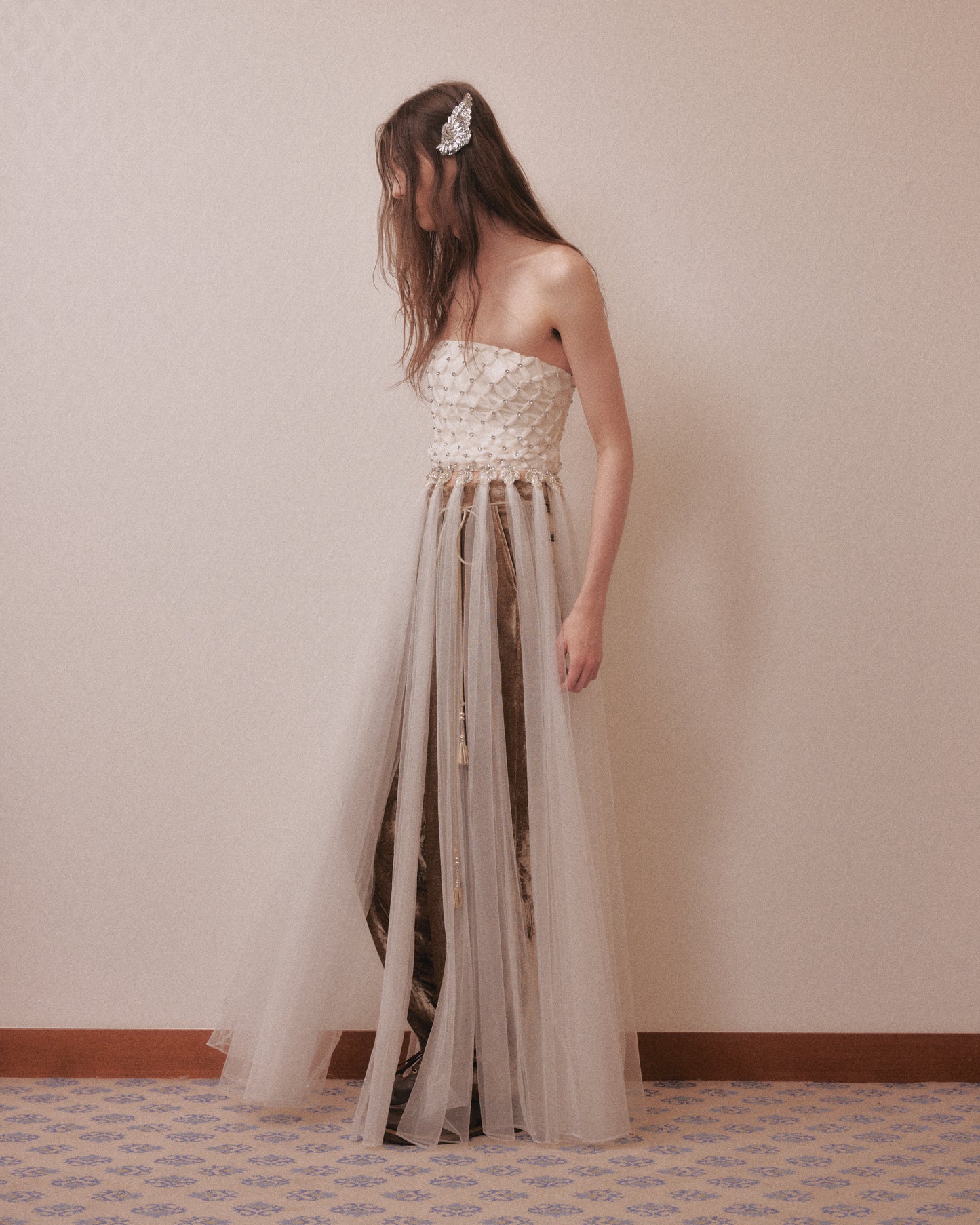 bijou cross tulle dress White【Delivery in March 2027】