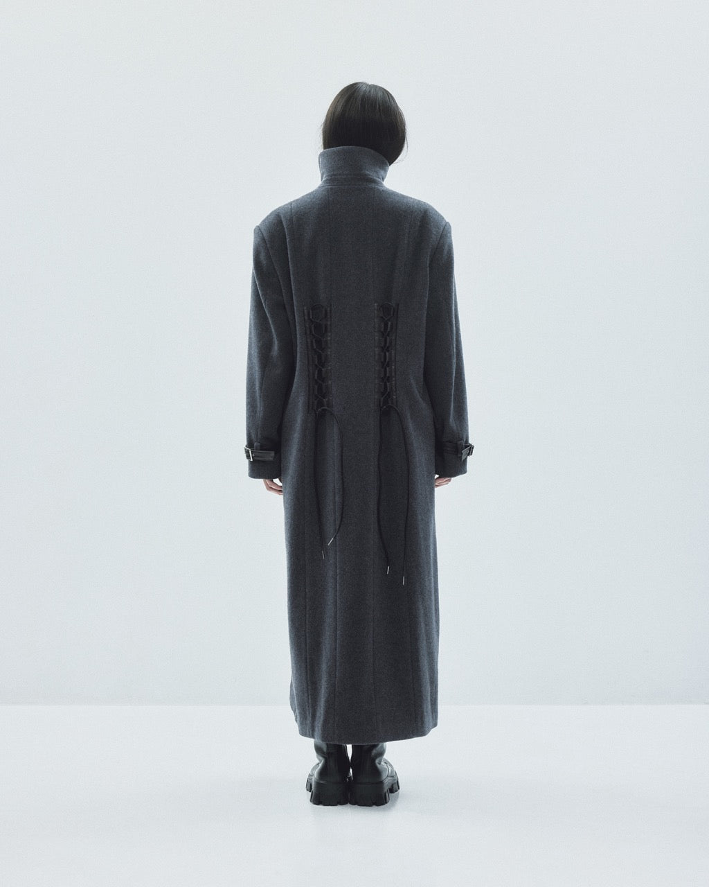 lace up soutien collar coat Gray【Delivery in November 2025】
