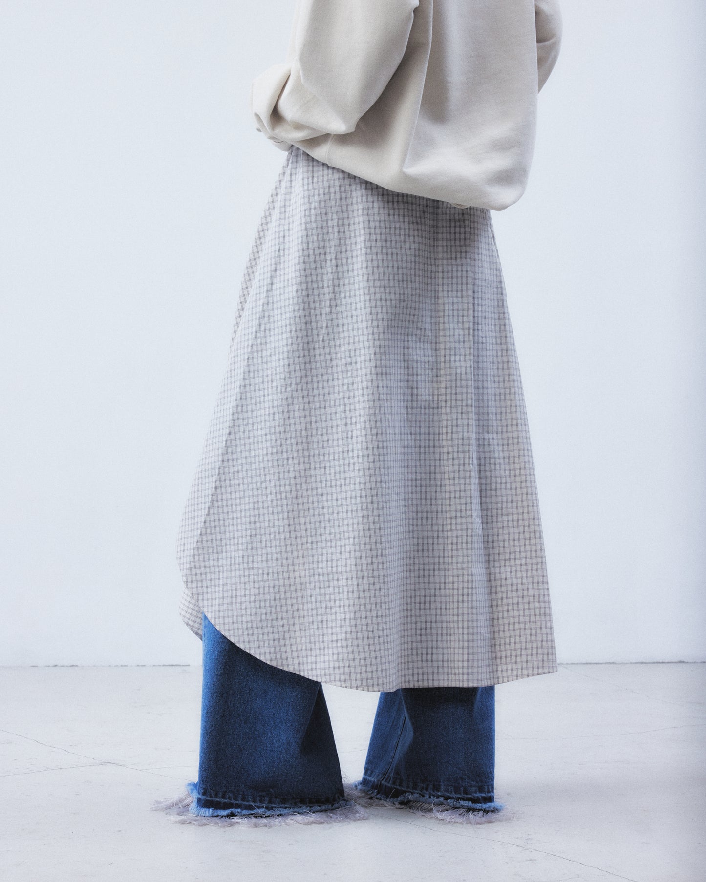 check frilled wrap skirt Ivory【stock】