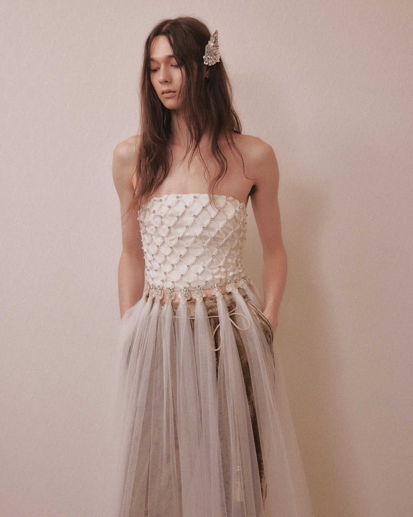 bijou cross tulle dress White【Delivery in March 2027】