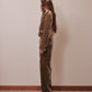 Leather patch panne velvet trousers mustard【Delivery in January 2027】