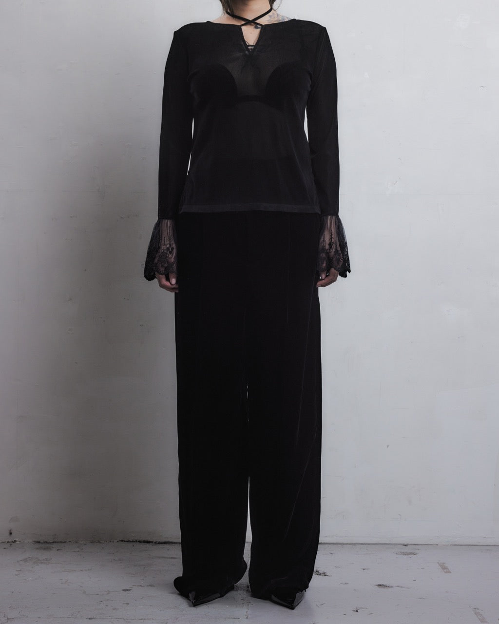 flocky tulle pullover Black【Delivery in June 2026】