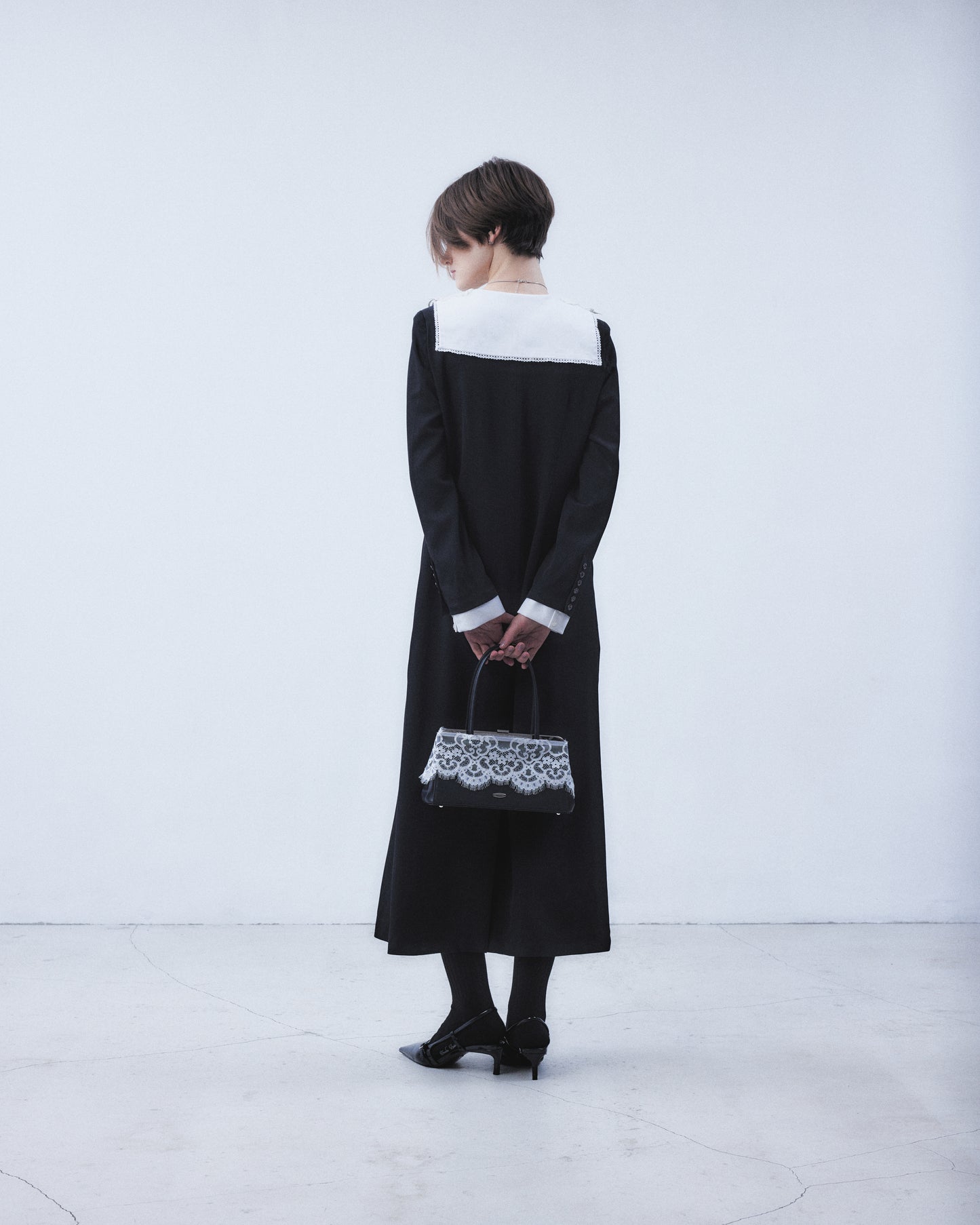 lace sailor collar long dress【Delivery in July 2026】