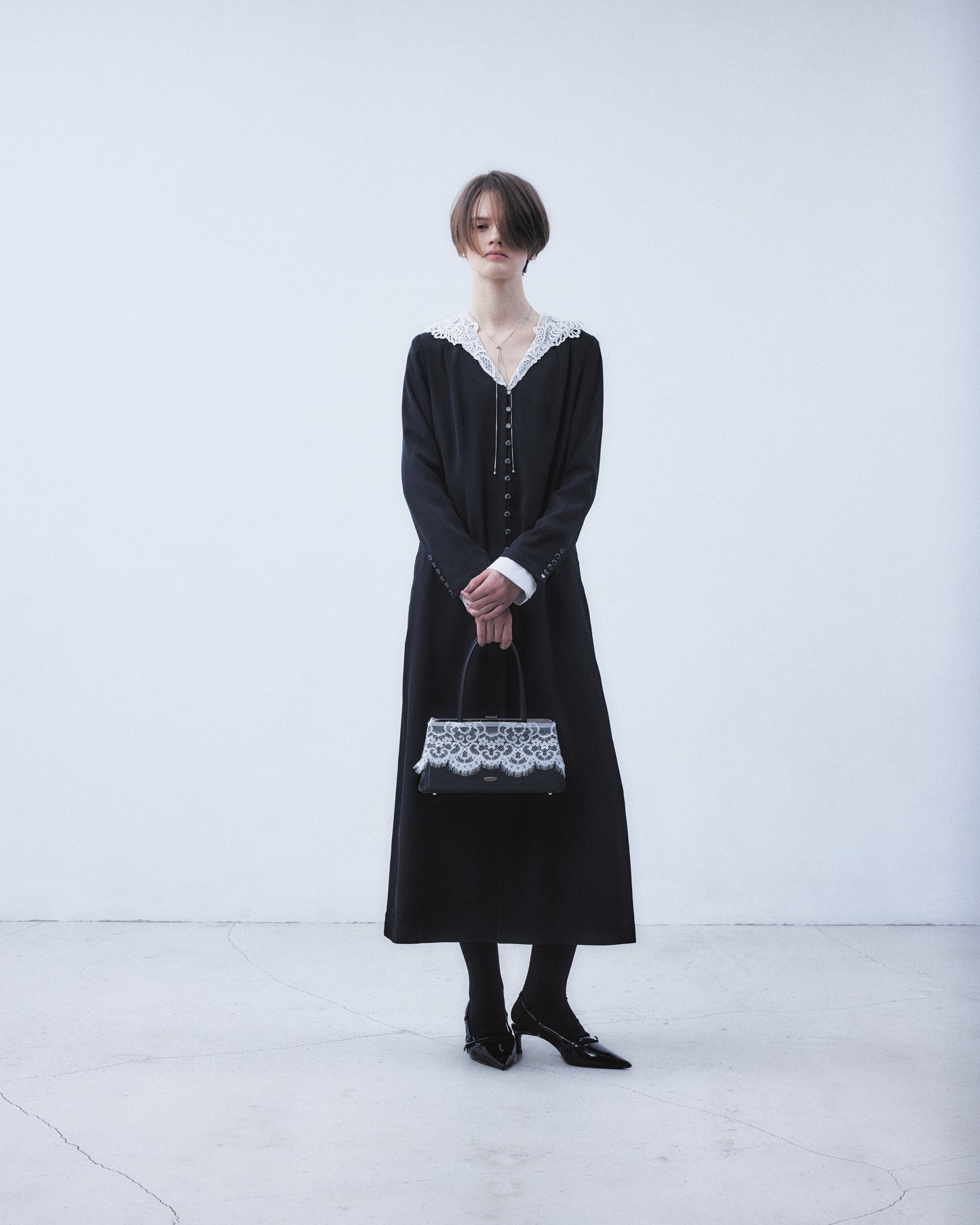 lace sailor collar long dress【Delivery in July 2026】