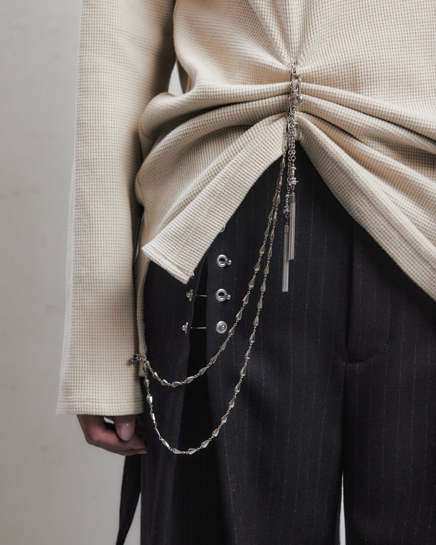 body piercing long sleeve pullover Light Beige【Delivery in July 2026】
