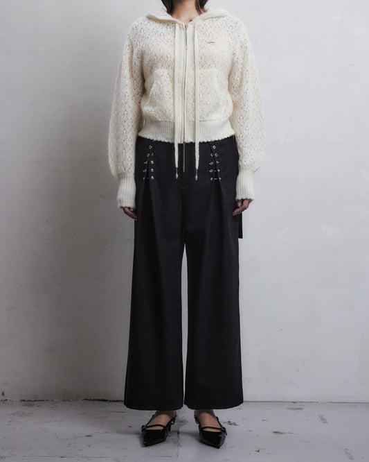 mohair lace knit hoodie Ivory【Delivery in August 2026】